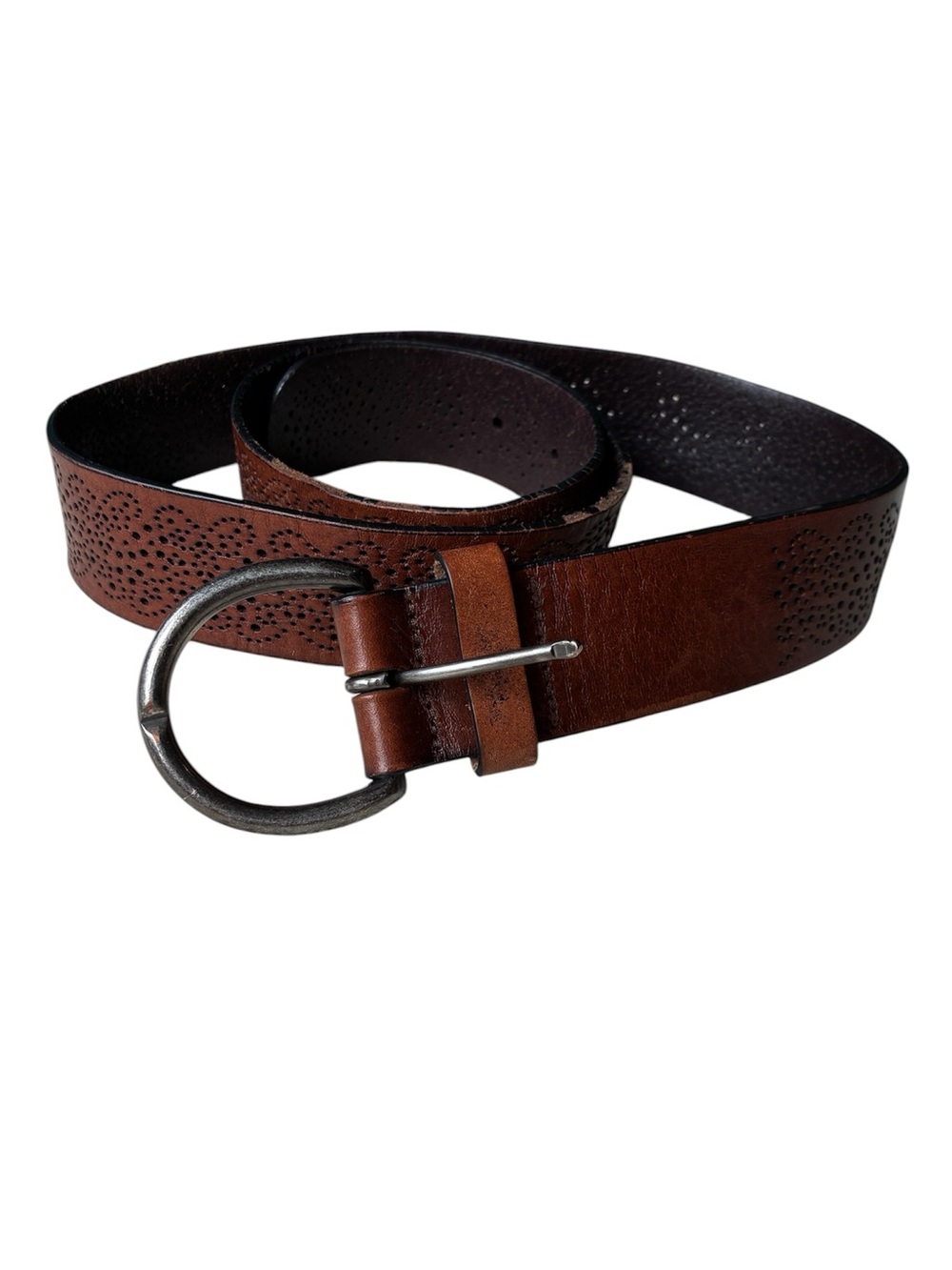American Eagle Women's Brown Leather Belt Perforated Design Size L/XL